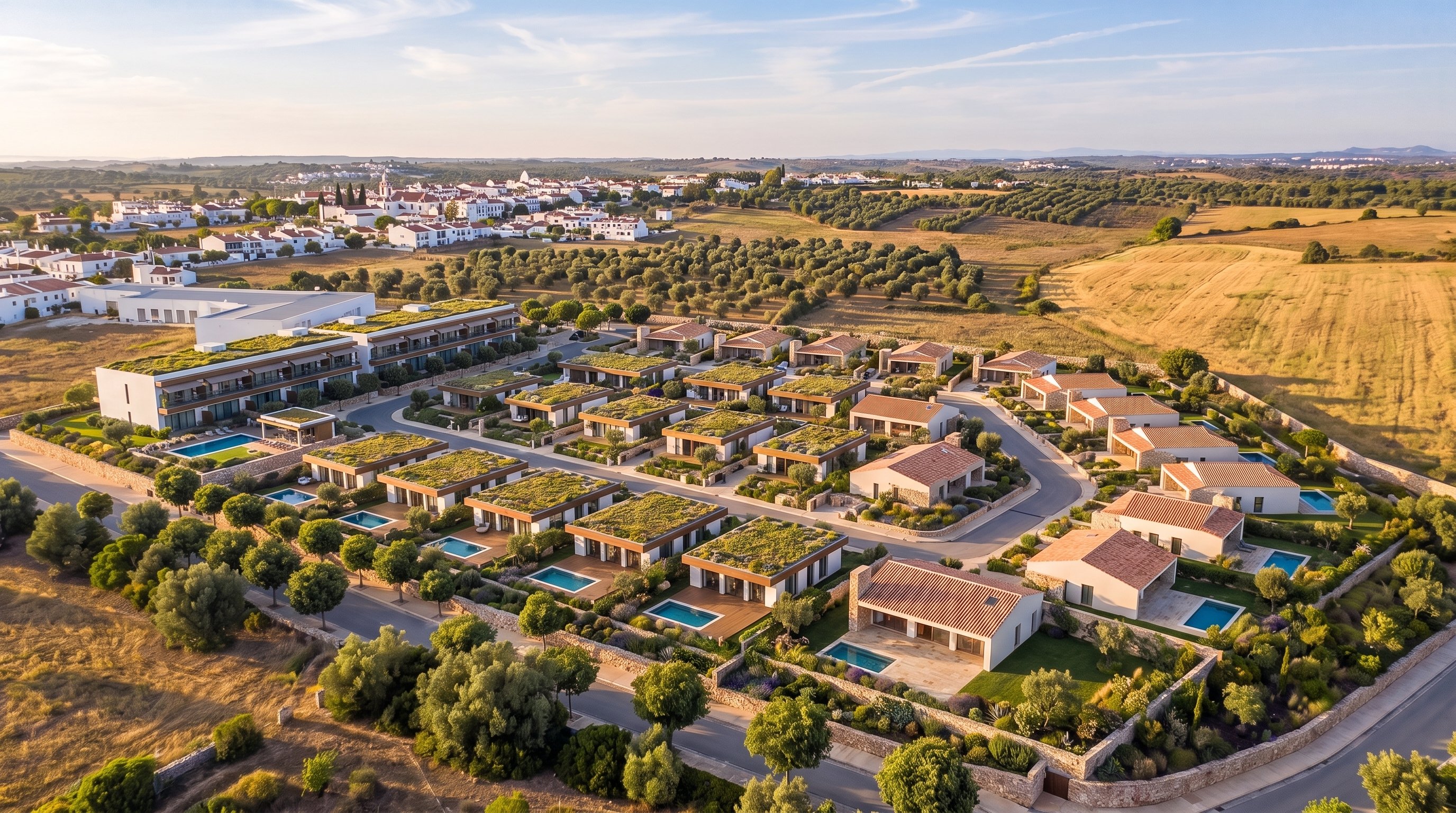 Luftansicht des Masterplans von Parque Residences Estoi | Aerial view of the Parque Residences Estoi masterplan